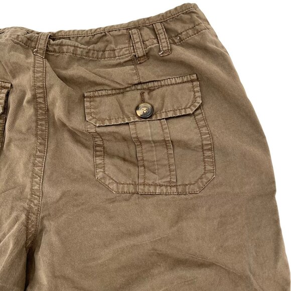 Liz Claiborne Sloane Womens Brown Capri Pants Size 12 With Frayed Hem Cotton Ble - Picture 10 of 10